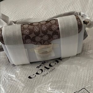 Coach Signature Logo Shoulder Bag in Brown and Tan-Tabby 26